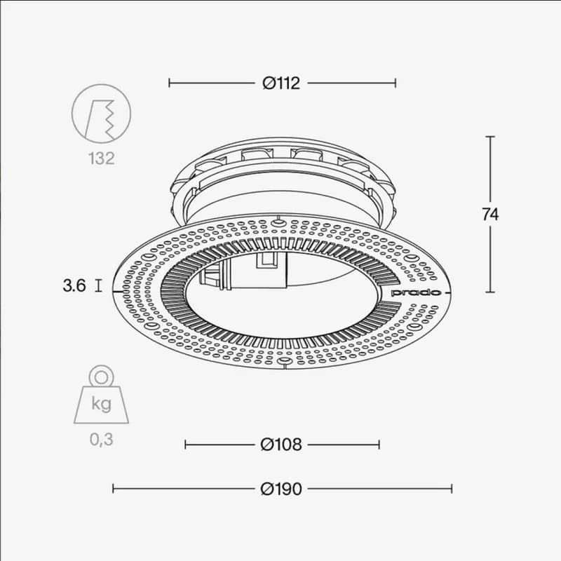 Pradovent Trimless Ø125 svart – Infällt designluftdon för diskret ventilation