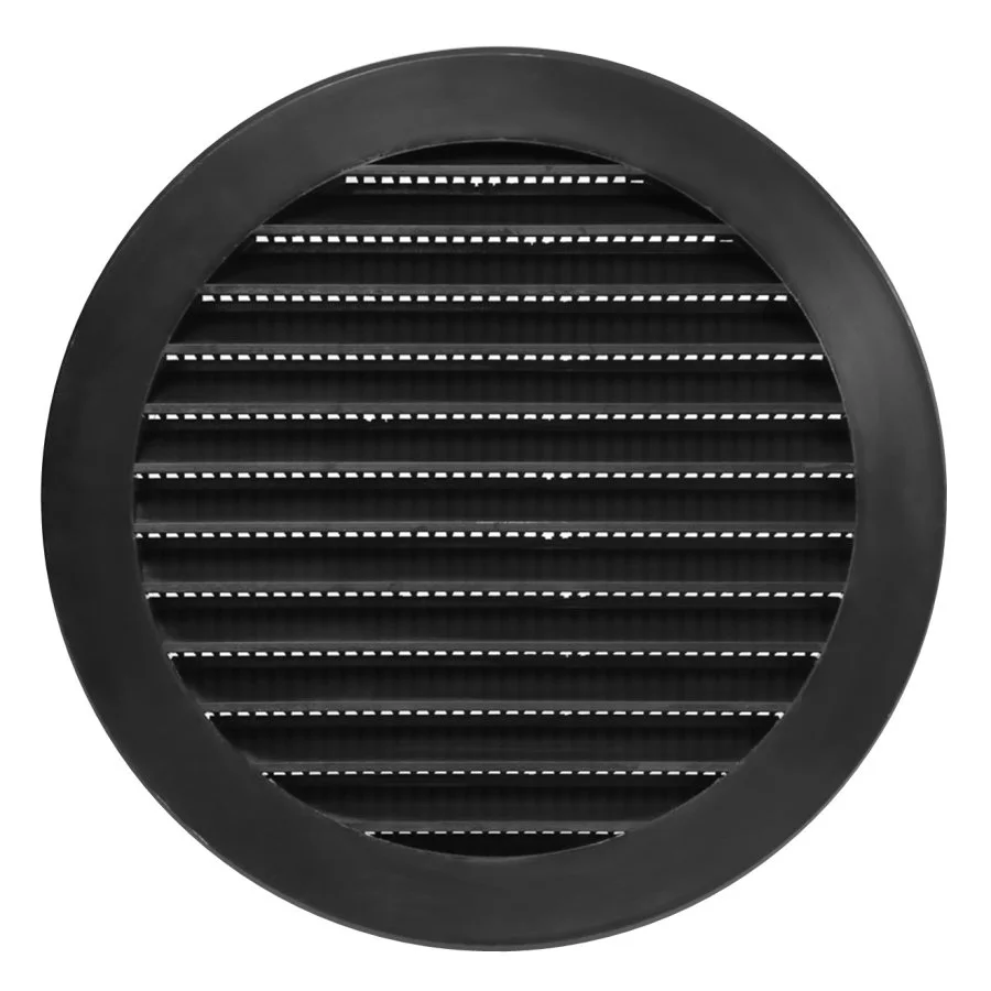 Ventilationsgaller runt i plast med insektsnät