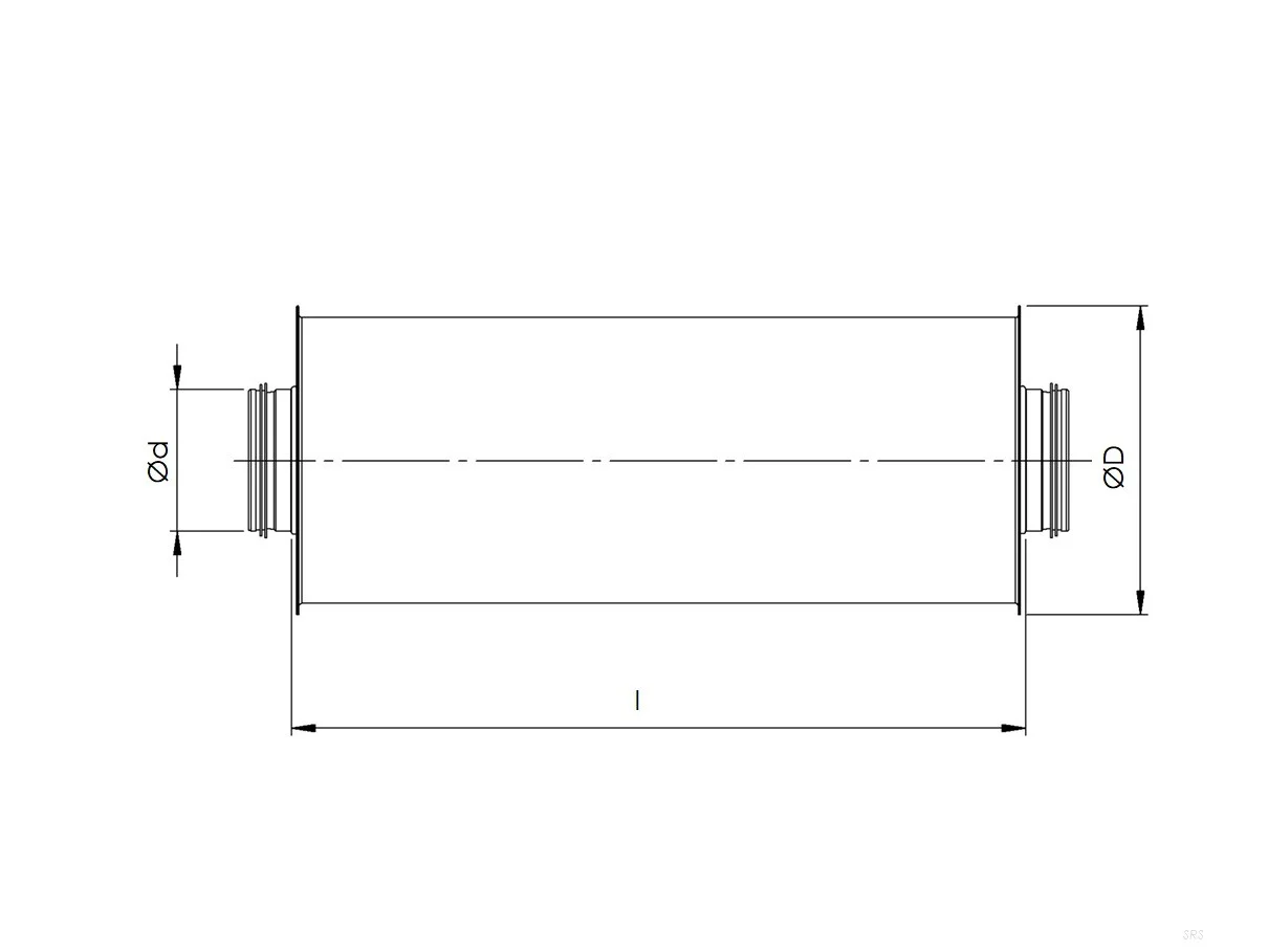 Ljuddämpare med isoleringslager 100 mm – SRS-100