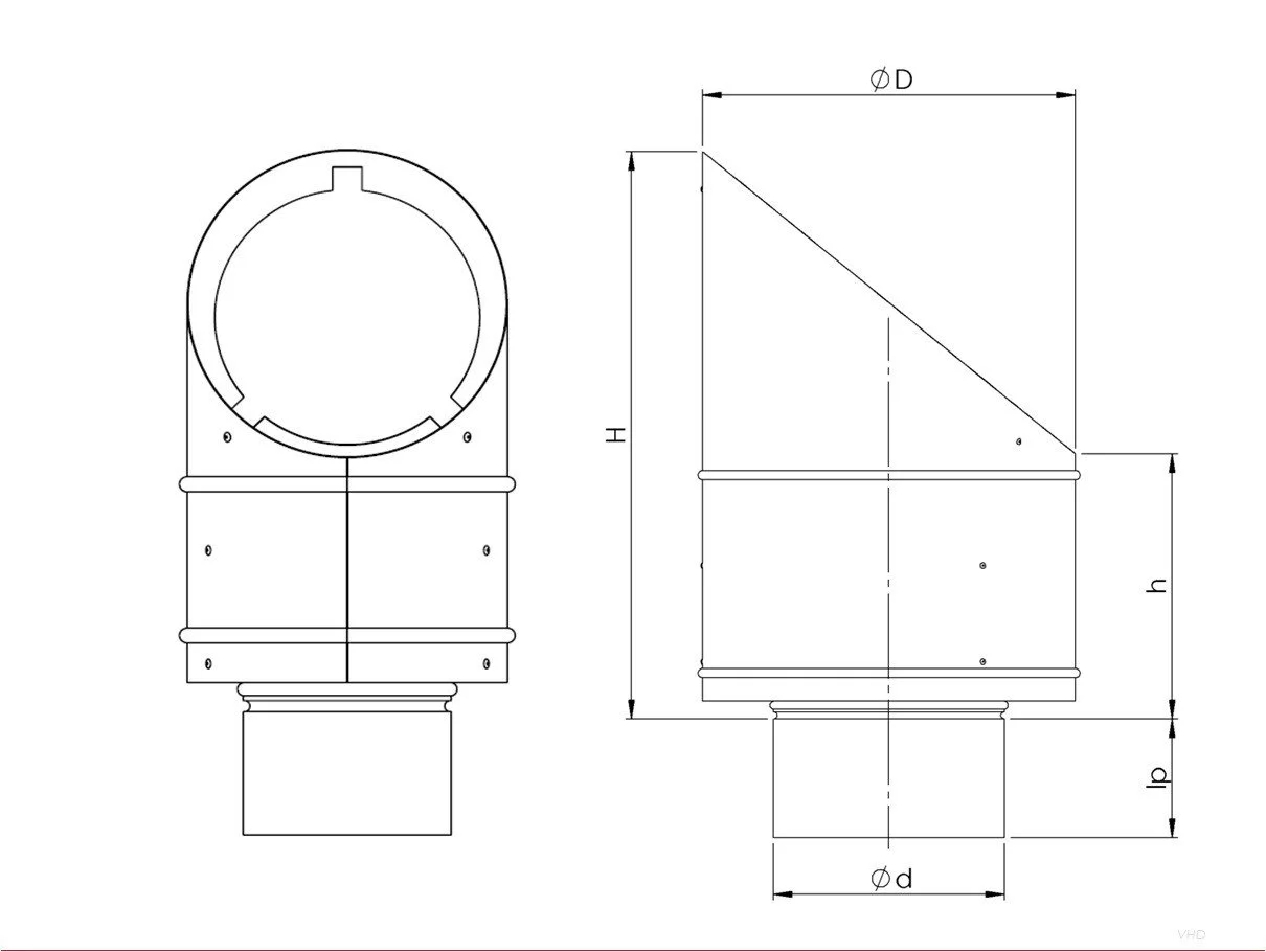 Ventilationshuv / takhuv i förzinkat stål (flera storlekar)