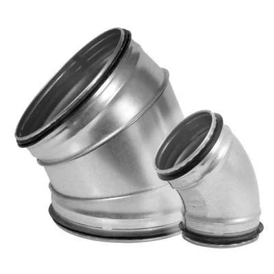 Ventilationsböj 45° med tätning (Ø80–315 mm)