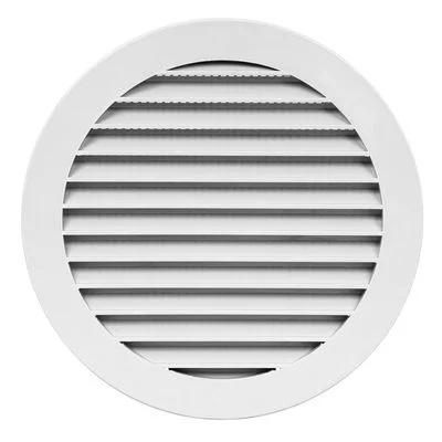 Ventilationsgaller runt i plast med insektsnät
