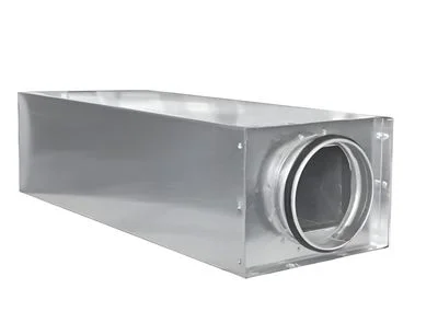 Ljuddämpare Ø125 mm, L 600 mm, B 175 mm, H 175 mm